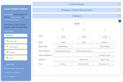 Learning about conjoint models in the Conjoint Explorer